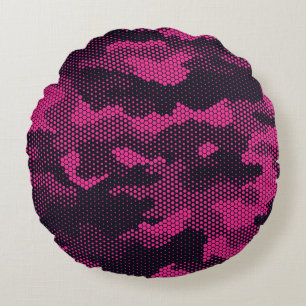 Camouflage hexagonal, military texture background round cushion