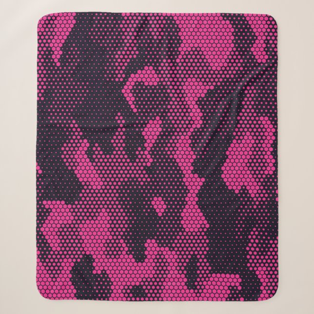 Camouflage hexagonal, military texture background sherpa blanket (Front)