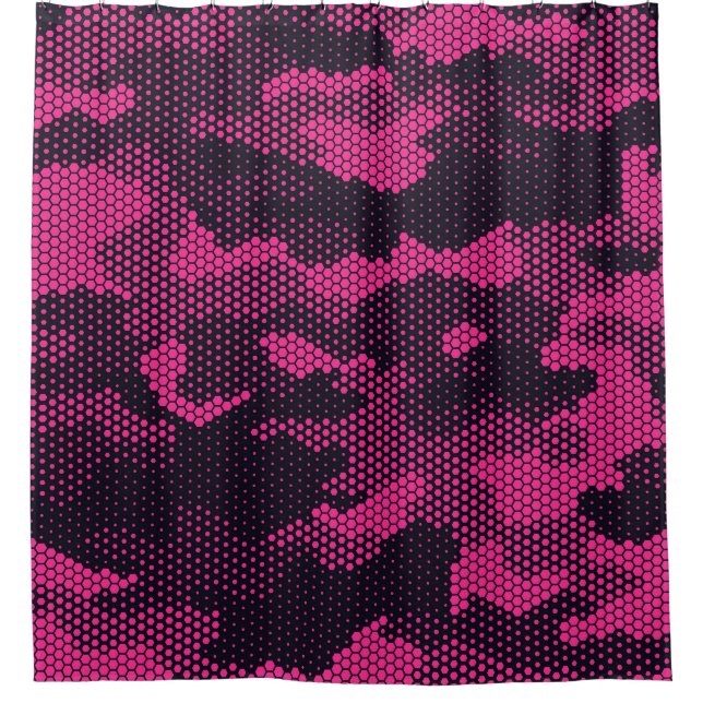 Camouflage hexagonal, military texture background shower curtain (Front)