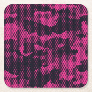 Camouflage hexagonal, military texture background square paper coaster
