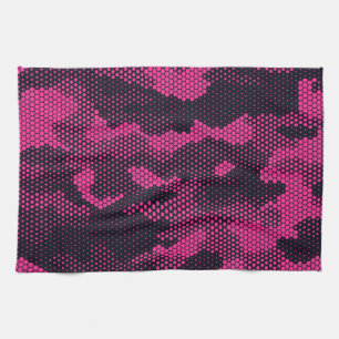 Camouflage hexagonal, military texture background tea towel