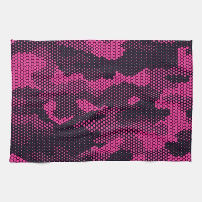 Camouflage hexagonal, military texture background tea towel (Horizontal)