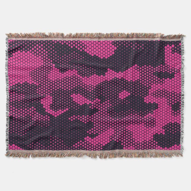 Camouflage hexagonal, military texture background throw blanket (Front)