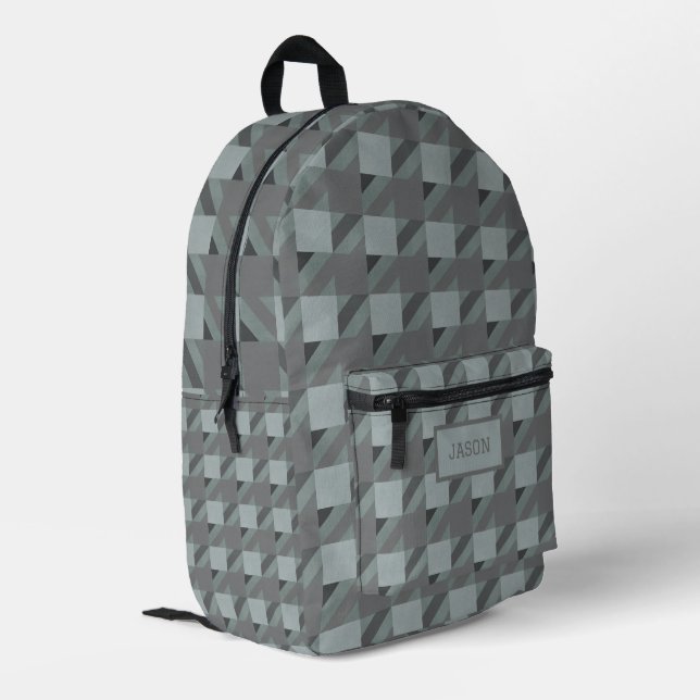 Camouflage Houndstooth Plaid Printed Backpack (Back Corner Left)