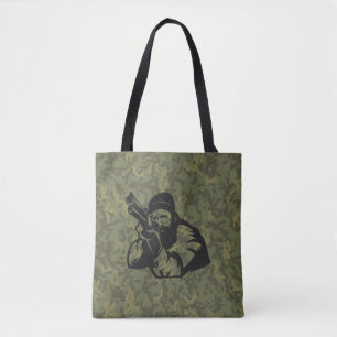 Camouflage Hunter Aiming Illustration Design Tote Bag