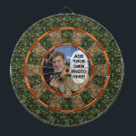 Camouflage Hunter Green Orange Photo Dartboard<br><div class="desc">This hunting themed dartboard has a green and brown camo pattern and alternating shades of orange. Add any photo or image you'd like to the middle (it's also available in our store without the photo template if you'd like). This is a great game board for outdoorsmen, hunters and men with...</div>