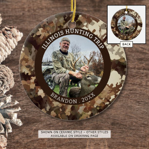 Camouflage Hunter One Photo Personalised Ceramic Ornament