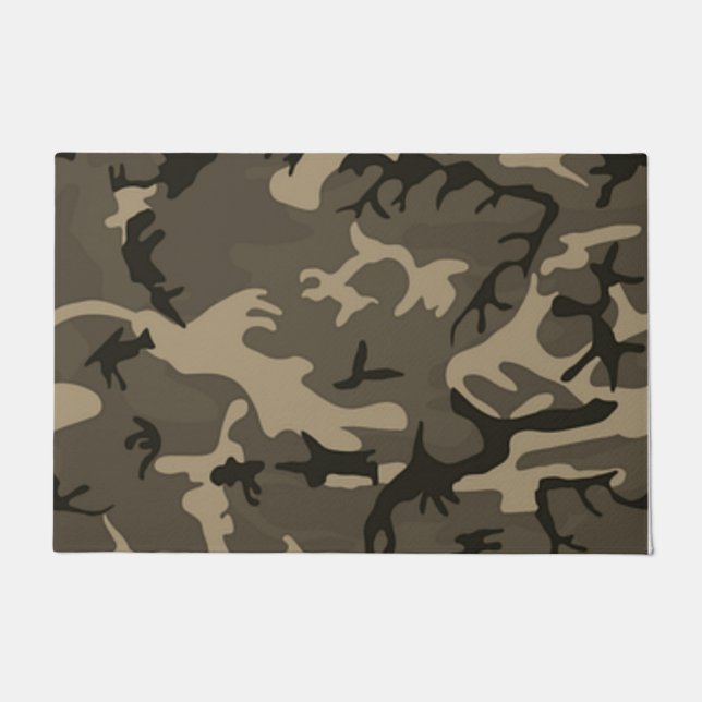 CAMOUFLAGE Hunters or Military Green Black Brown Doormat (Front)