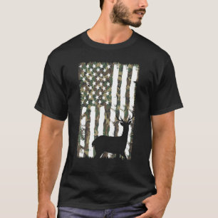 Camouflage Hunting Hunter Elk Bulk Camo Us Flag De T-Shirt
