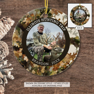 Camouflage Hunting One Photo Personalised Ceramic Ornament
