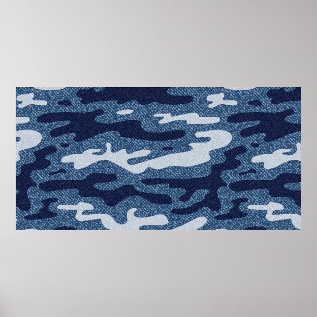 Camouflage Jeans Background. Vintage Spotted Denim Poster (Front)