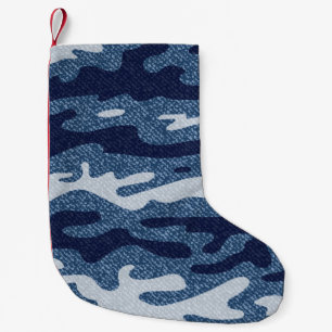 Camouflage Jeans Background. Vintage Spotted Denim Small Christmas Stocking