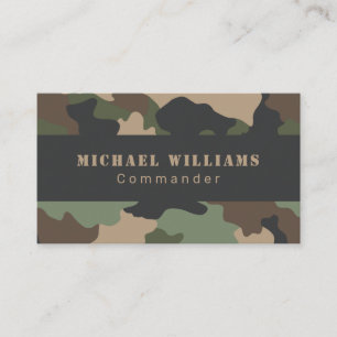 Camouflage Khaki Tan Black Woodland Camo Military Business Card