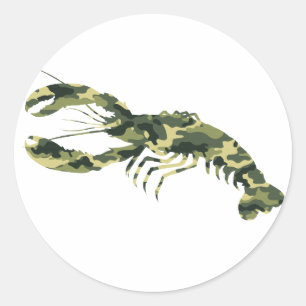 Camouflage Lobster Silhouette Classic Round Sticker