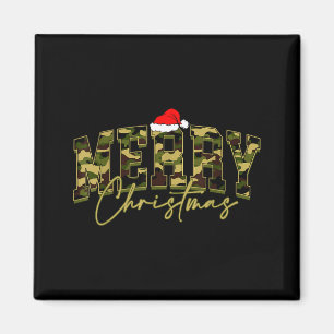 Camouflage Merry Christmas Santa Hat Xmas Pajamas Magnet