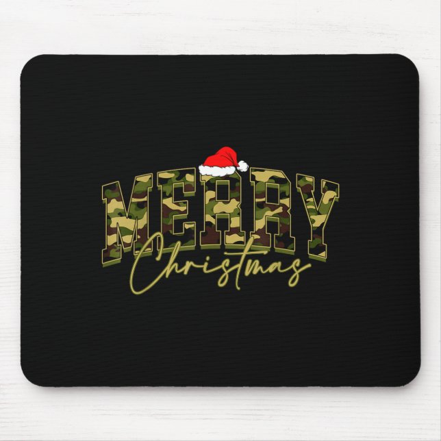 Camouflage Merry Christmas Santa Hat Xmas Pajamas  Mouse Pad (Front)