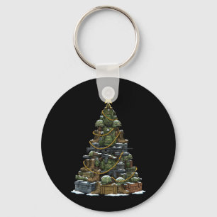 Camouflage Military Christmas Tree Patriotic Key Ring