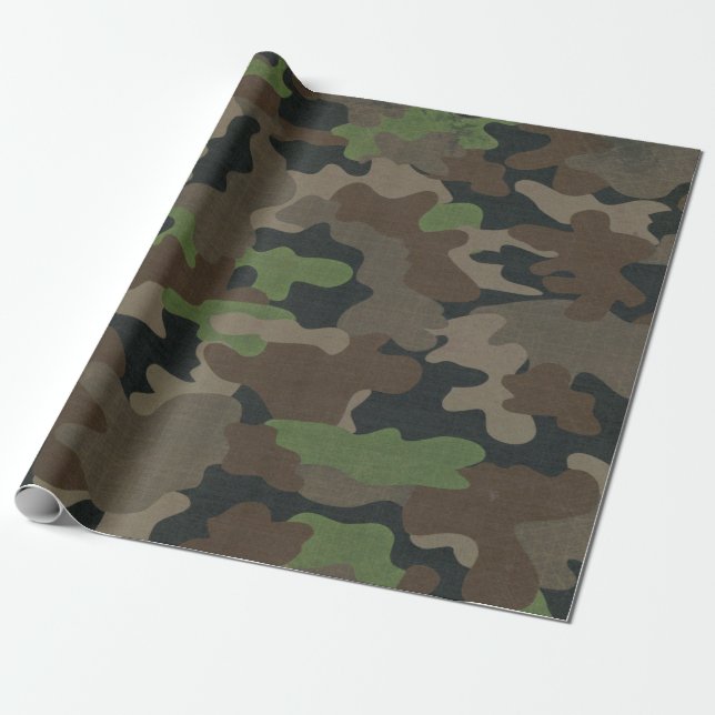 Camouflage Military inspired Tactical Outdoor  Wrapping Paper (Unrolled)