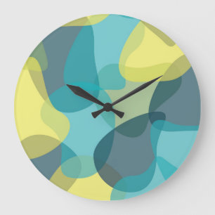 Camouflage, modern, cool, trendy, urban geometric large clock