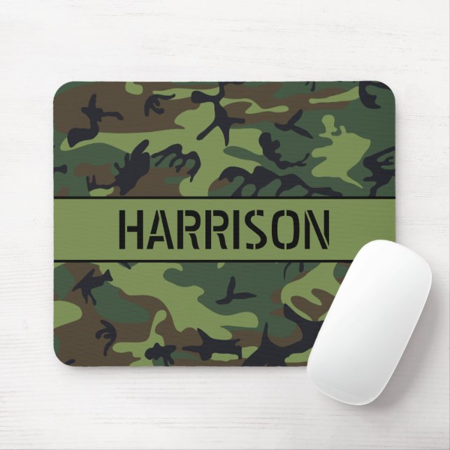 Camouflage Monogrammed Mouse Pad (With Mouse)