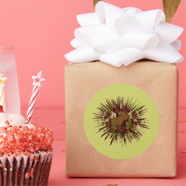 Camouflage Moose Break-out Camo Classic Round Sticker (Party)