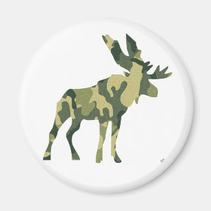 Camouflage Moose Silhouette Magnet