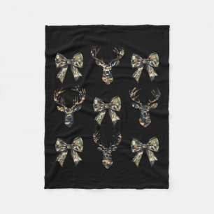Camouflage Old Camo Bow Camo Coquette Bow Deer Hun Fleece Blanket