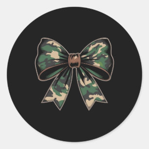 Camouflage Old Camo Bow Camo Coquette Bow Hunting Classic Round Sticker