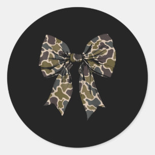 Camouflage Old Camo Bow Camo Coquette Bow Hunting Classic Round Sticker