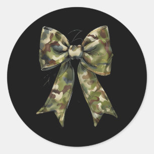 Camouflage Old Camo Bow Camo Coquette Bow Hunting Classic Round Sticker