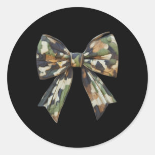 Camouflage Old Camo Bow Camo Coquette Bow Hunting  Classic Round Sticker
