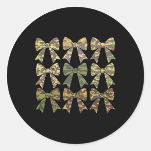 Camouflage Old Camo Bow Camo Coquette Bow Hunting Classic Round Sticker