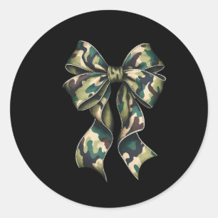 Camouflage Old Camo Bow Camo Coquette Bow Hunting Classic Round Sticker