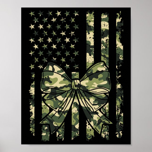 Camouflage Old Camo Bow Camo Coquette Bow Hunting  Poster (Front)