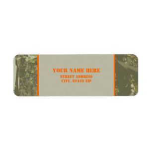 Camouflage & Orange Address Label Sticker