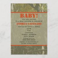 Camouflage & Orange Baby Shower Invitation