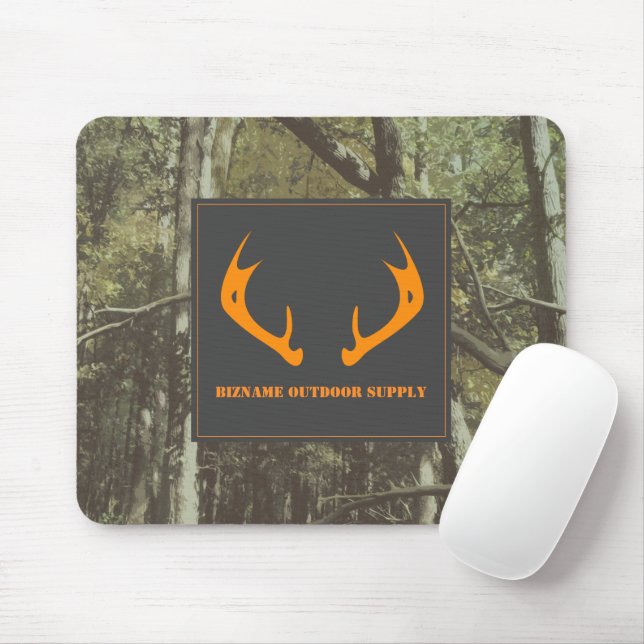 Camouflage Orange Deer Antlers Outdoor Business Mouse Pad (With Mouse)