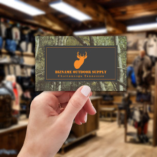 Camouflage + Orange Deer Outdoor Retail Business Card