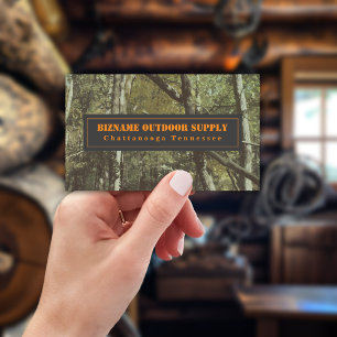 Camouflage + Orange Outdoor Retail Business Card