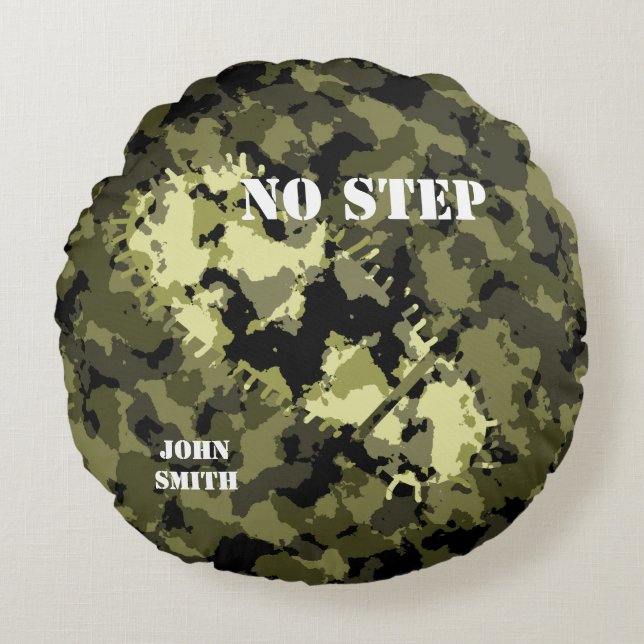 Camouflage Painted Military Style Round Cushion (Front)