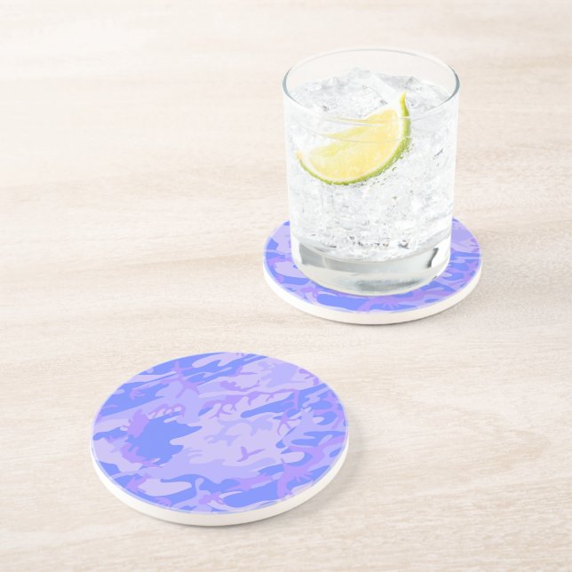 Camouflage Pastel Blue Abstract Pattern Coaster (Side)