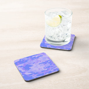 Camouflage Pastel Blue Abstract Pattern Coaster