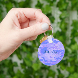 Camouflage Pastel Blue Abstract Pattern Key Ring