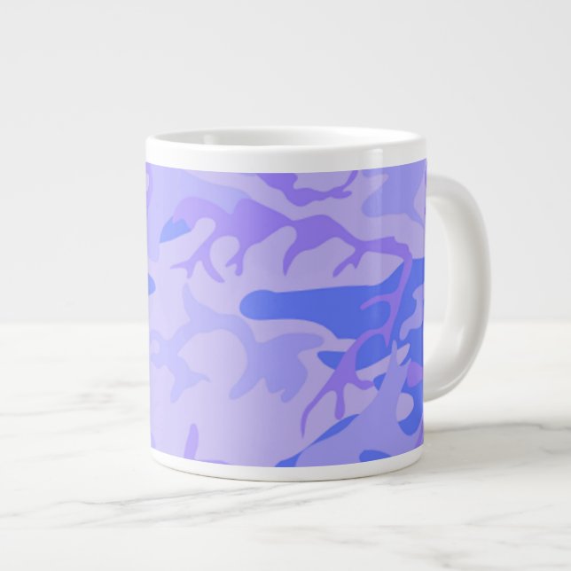 Camouflage Pastel Blue Abstract Pattern Large Coffee Mug (Front Right)