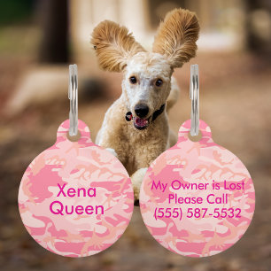 Camouflage Pastel Pink Abstract Pet Name Pet Tag