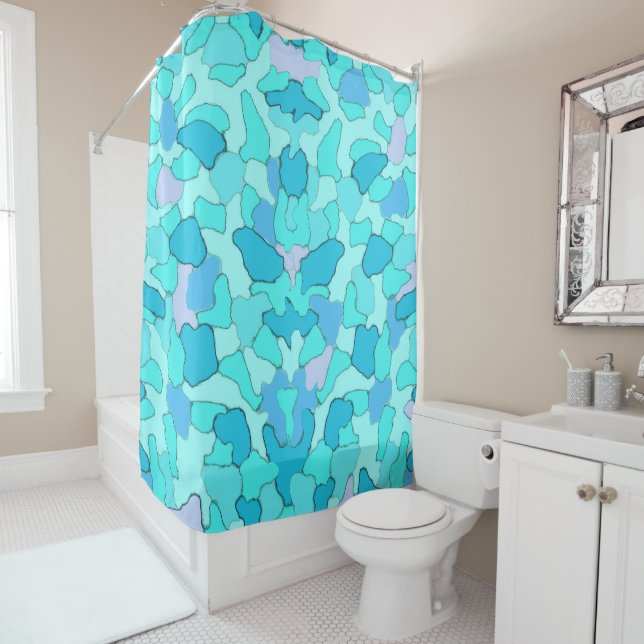 Camouflage Pattern - Blue Shower Curtain (In Situ)