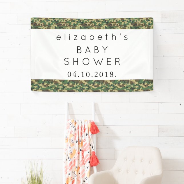 Camouflage Pattern, Camo, Military, Baby Shower Banner (Insitu)