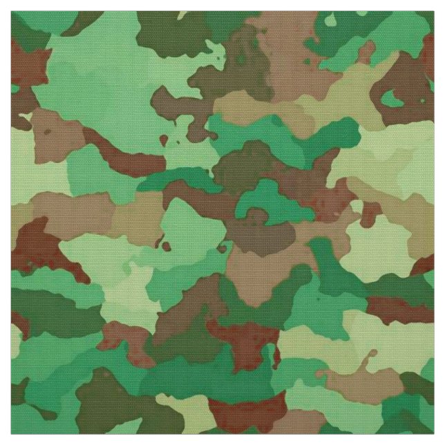 Camouflage Pattern, Green, Brown and Tan  Fabric (Swatch)