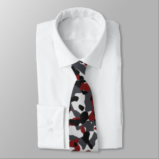 Camouflage Pattern in Burgundy, Slate, and Black Tie