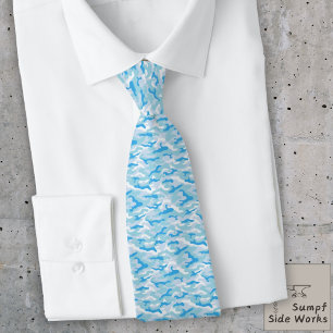 Camouflage Pattern in double Gray and Blue Tie